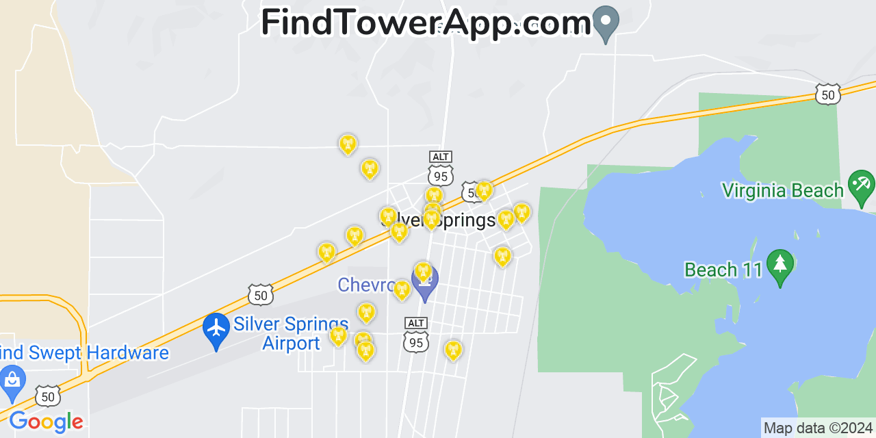 T-Mobile 4G/5G cell tower coverage map Silver Springs, Nevada