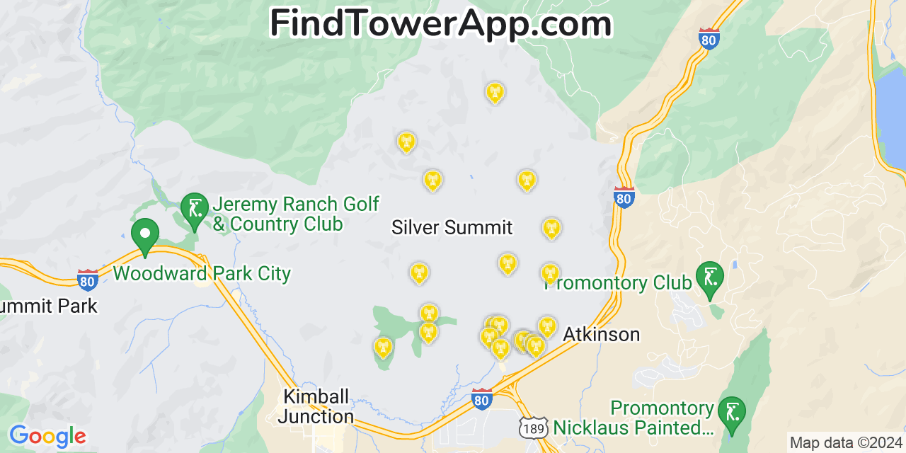 AT&T 4G/5G cell tower coverage map Silver Summit, Utah