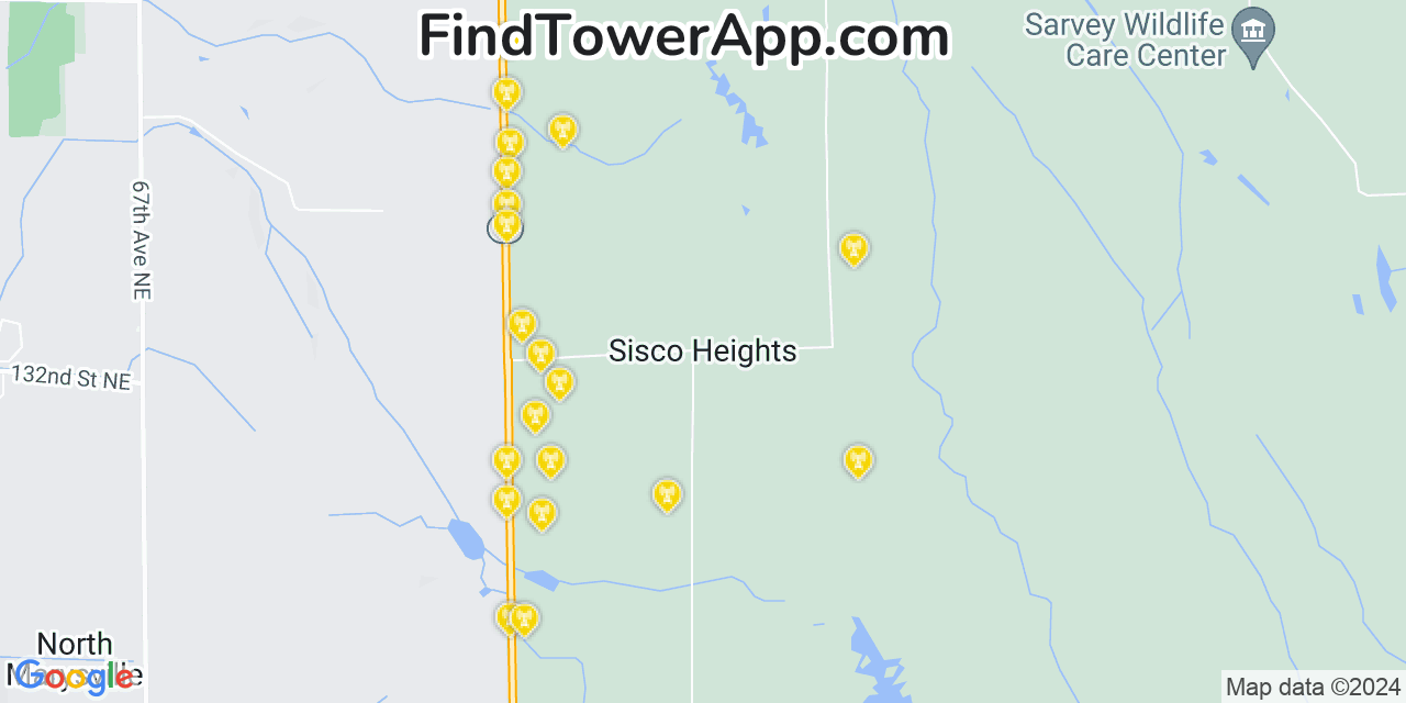 AT&T 4G/5G cell tower coverage map Sisco Heights, Washington