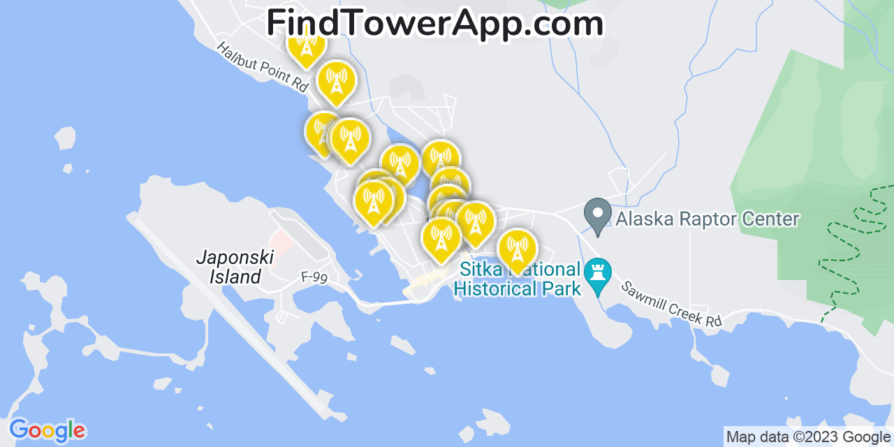 Verizon 4G/5G cell tower coverage map Sitka, Alaska