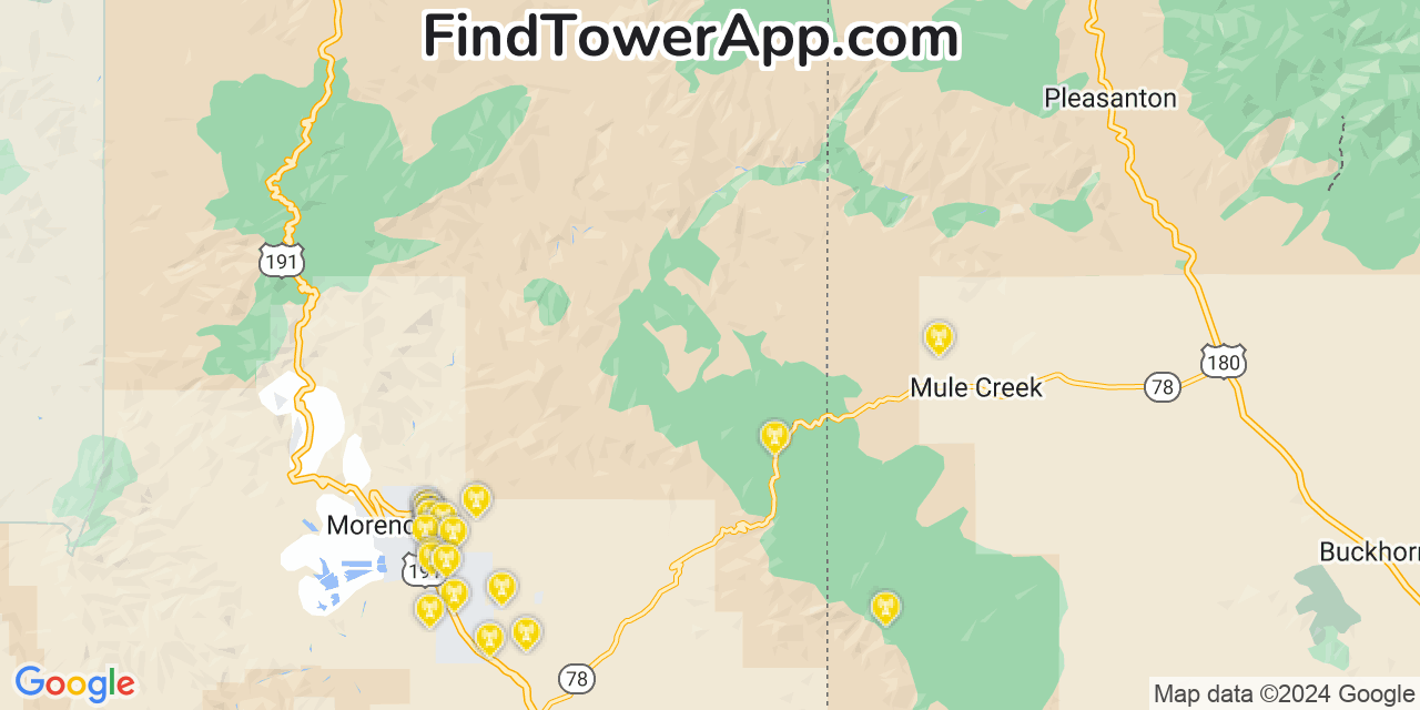 Verizon 4G/5G cell tower coverage map Six Shooter Canyon, Arizona