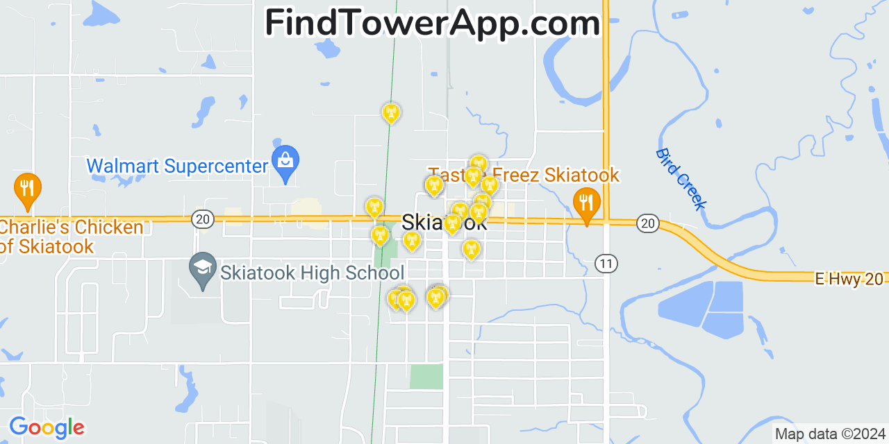 AT&T 4G/5G cell tower coverage map Skiatook, Oklahoma