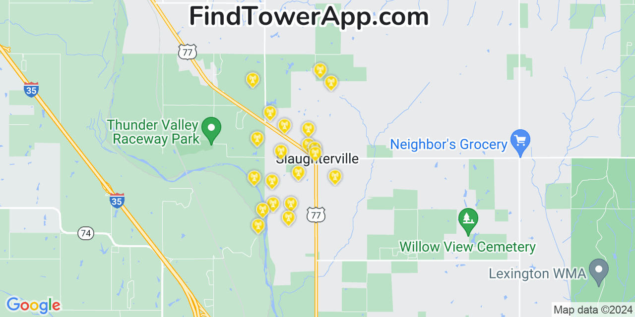 Verizon 4G/5G cell tower coverage map Slaughterville, Oklahoma