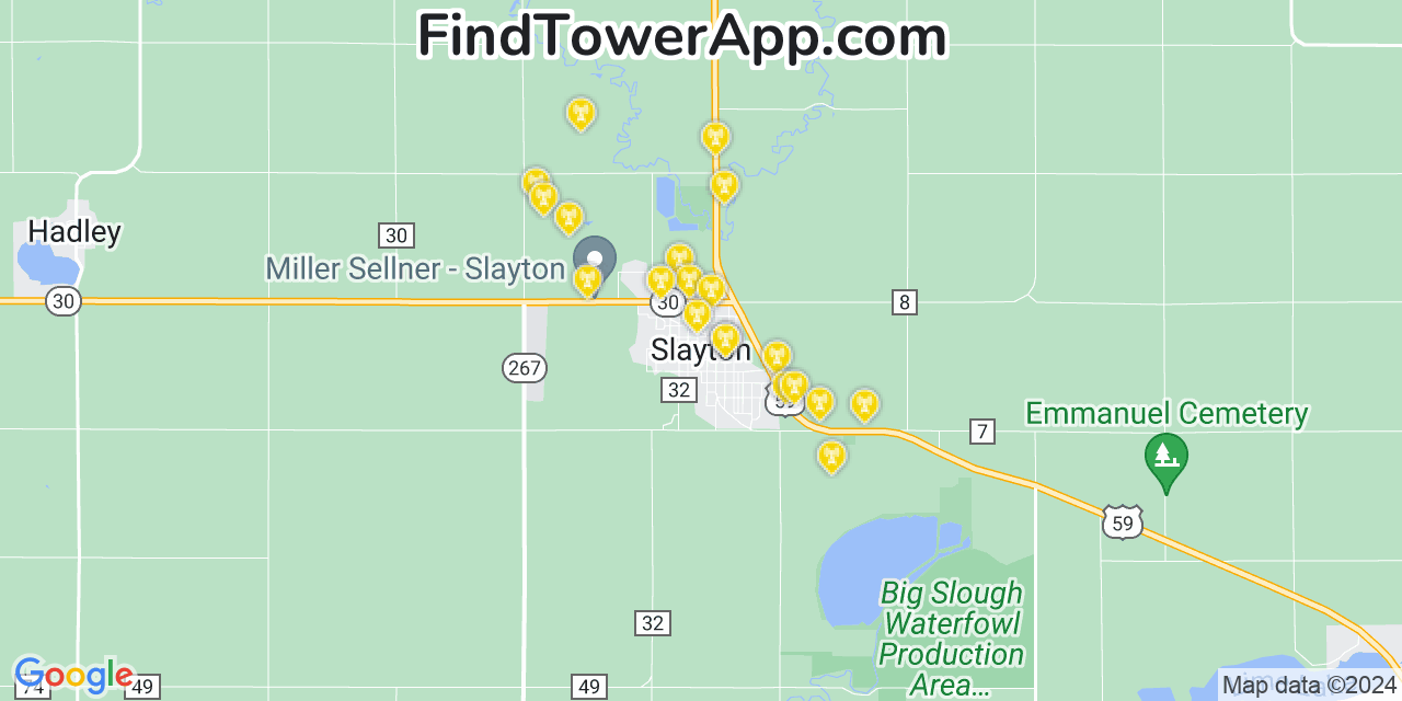 AT&T 4G/5G cell tower coverage map Slayton, Minnesota