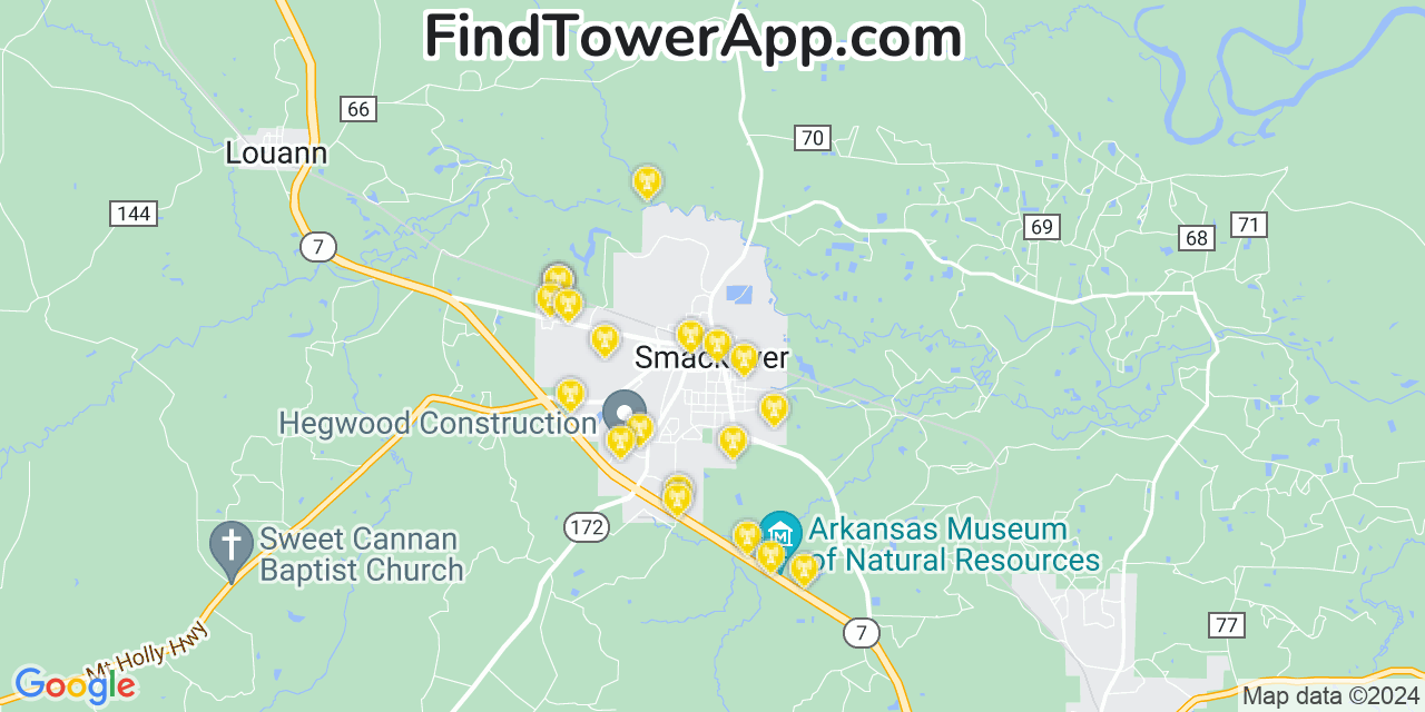 AT&T 4G/5G cell tower coverage map Smackover, Arkansas