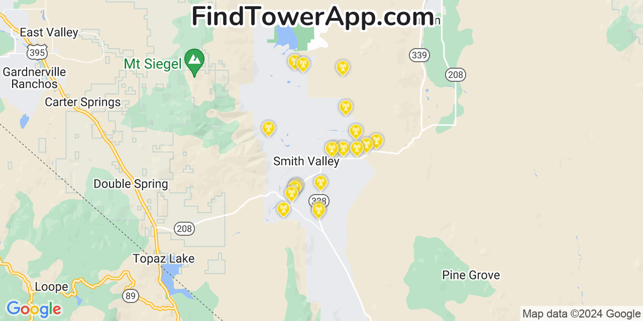 AT&T 4G/5G cell tower coverage map Smith, Nevada