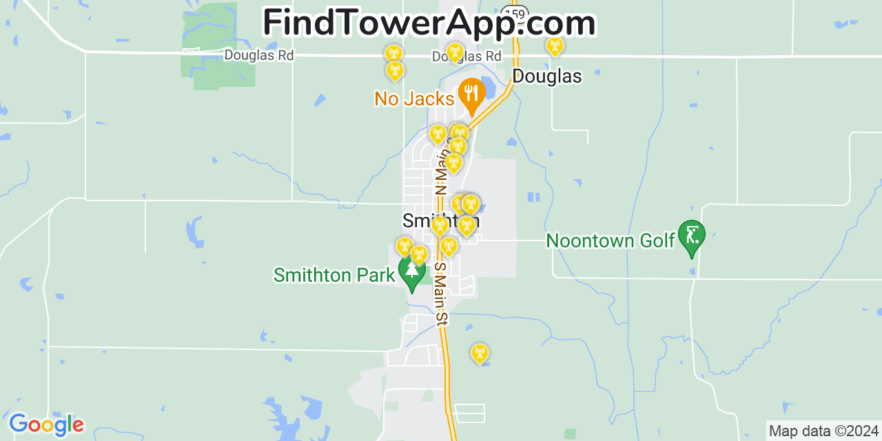 AT&T 4G/5G cell tower coverage map Smithton, Illinois