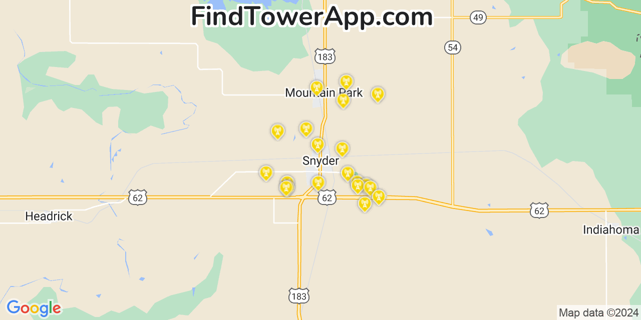 T-Mobile 4G/5G cell tower coverage map Snyder, Oklahoma