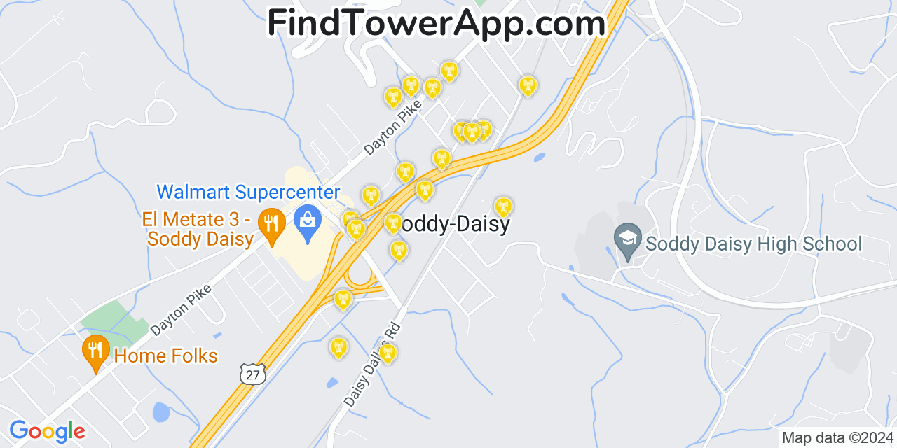 Verizon 4G/5G cell tower coverage map Soddy Daisy, Tennessee