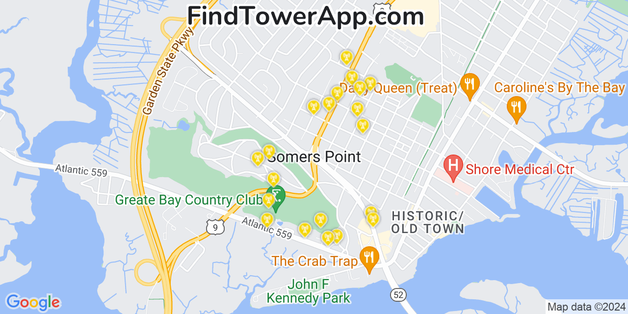 AT&T 4G/5G cell tower coverage map Somers Point, New Jersey