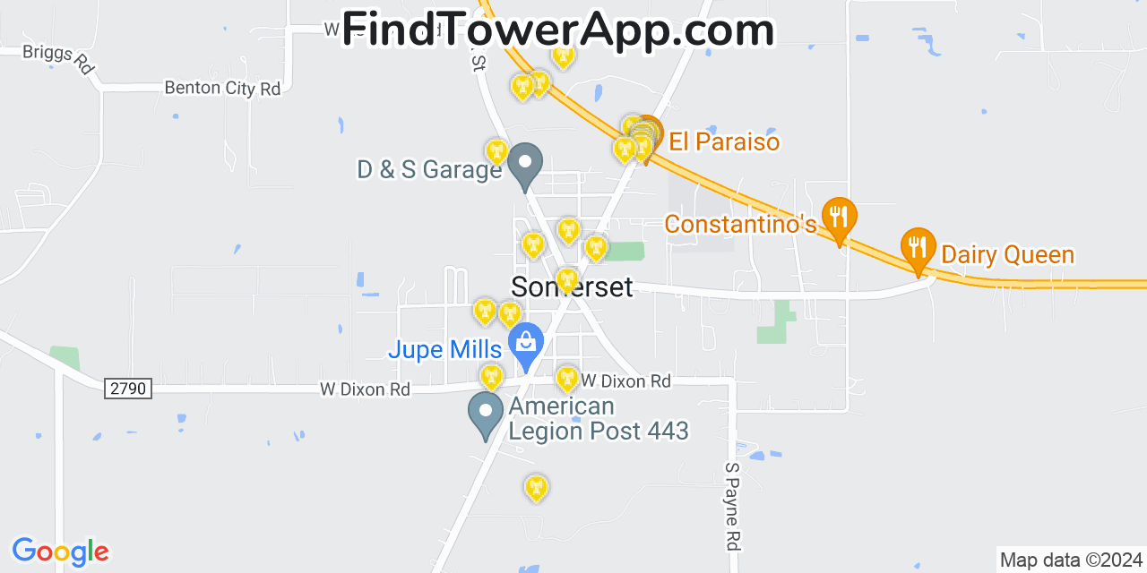 Verizon 4G/5G cell tower coverage map Somerset, Texas