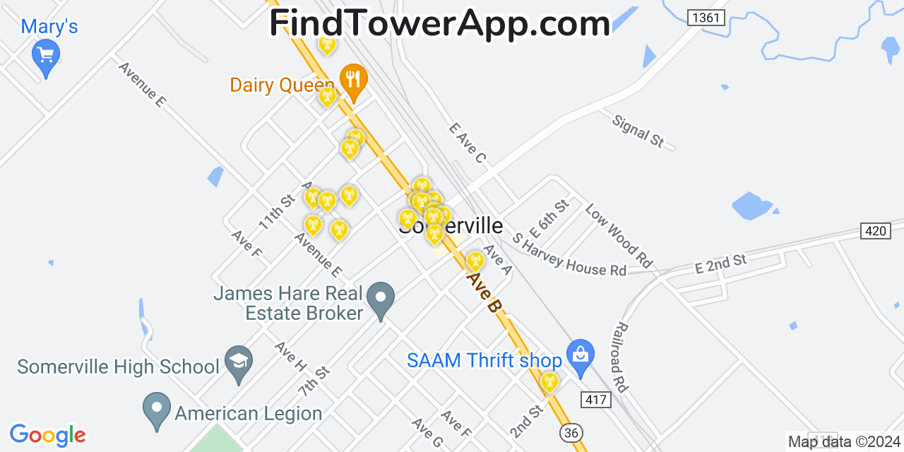 T-Mobile 4G/5G cell tower coverage map Somerville, Texas