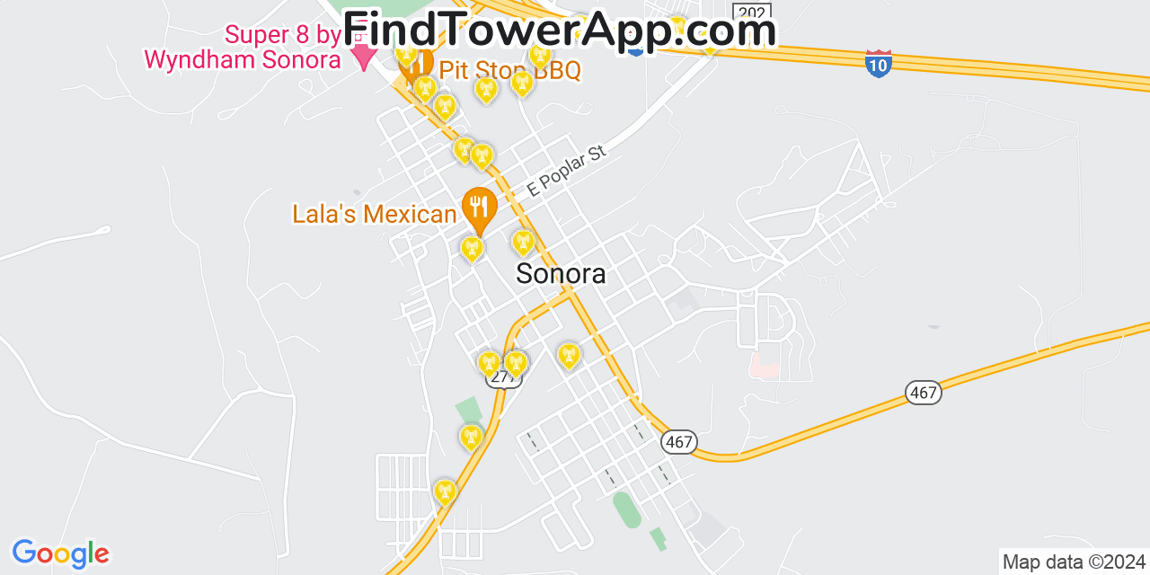 AT&T 4G/5G cell tower coverage map Sonora, Texas