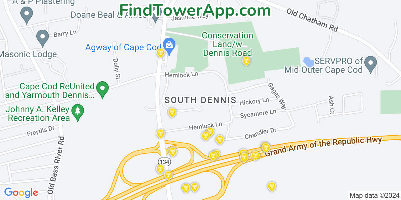T-Mobile 4G/5G cell tower coverage map South Dennis, Massachusetts
