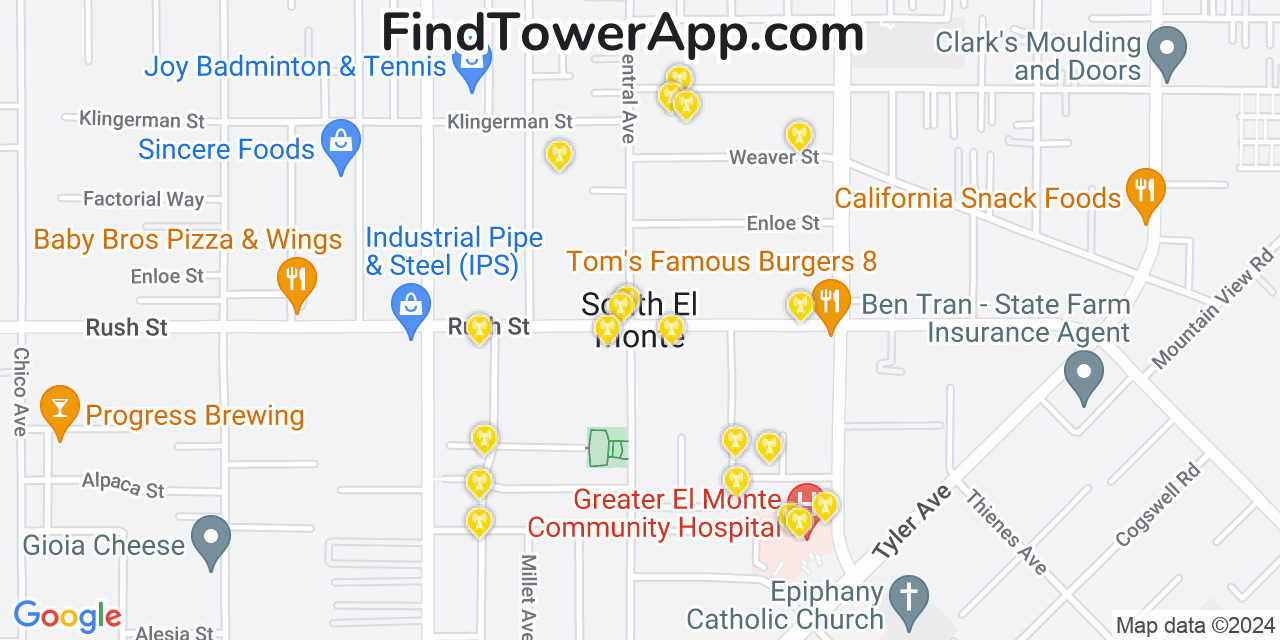 T-Mobile 4G/5G cell tower coverage map South El Monte, California