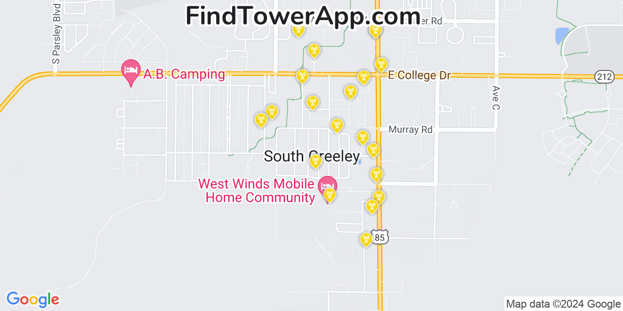 AT&T 4G/5G cell tower coverage map South Greeley, Wyoming