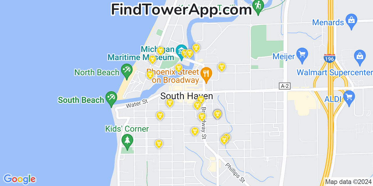 AT&T 4G/5G cell tower coverage map South Haven, Michigan