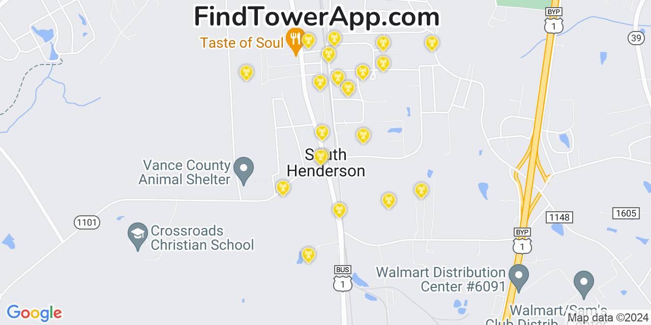 T-Mobile 4G/5G cell tower coverage map South Henderson, North Carolina