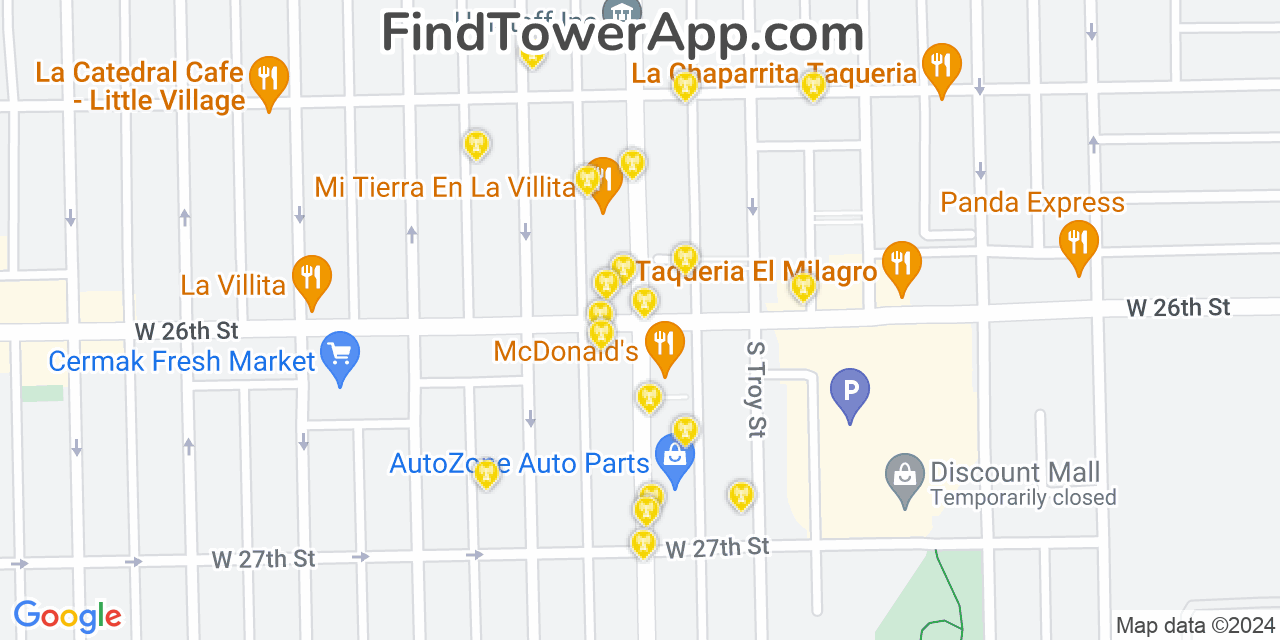T-Mobile 4G/5G cell tower coverage map South Lawndale, Illinois