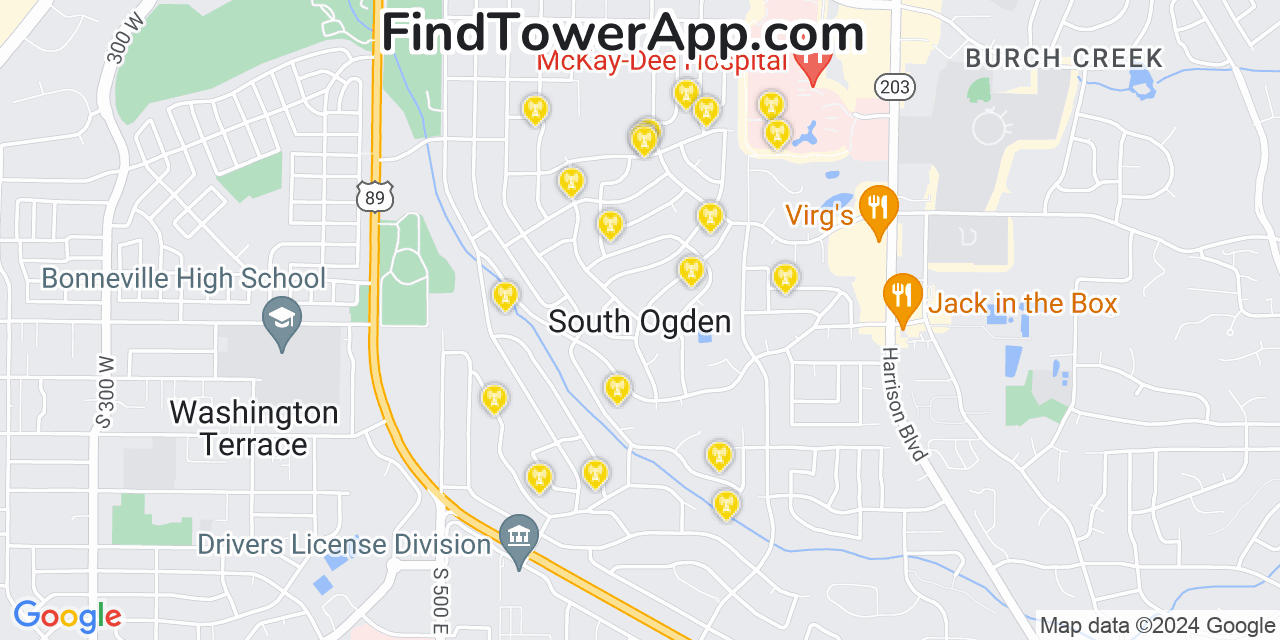 AT&T 4G/5G cell tower coverage map South Ogden, Utah