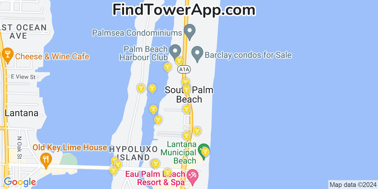 AT&T 4G/5G cell tower coverage map South Palm Beach, Florida