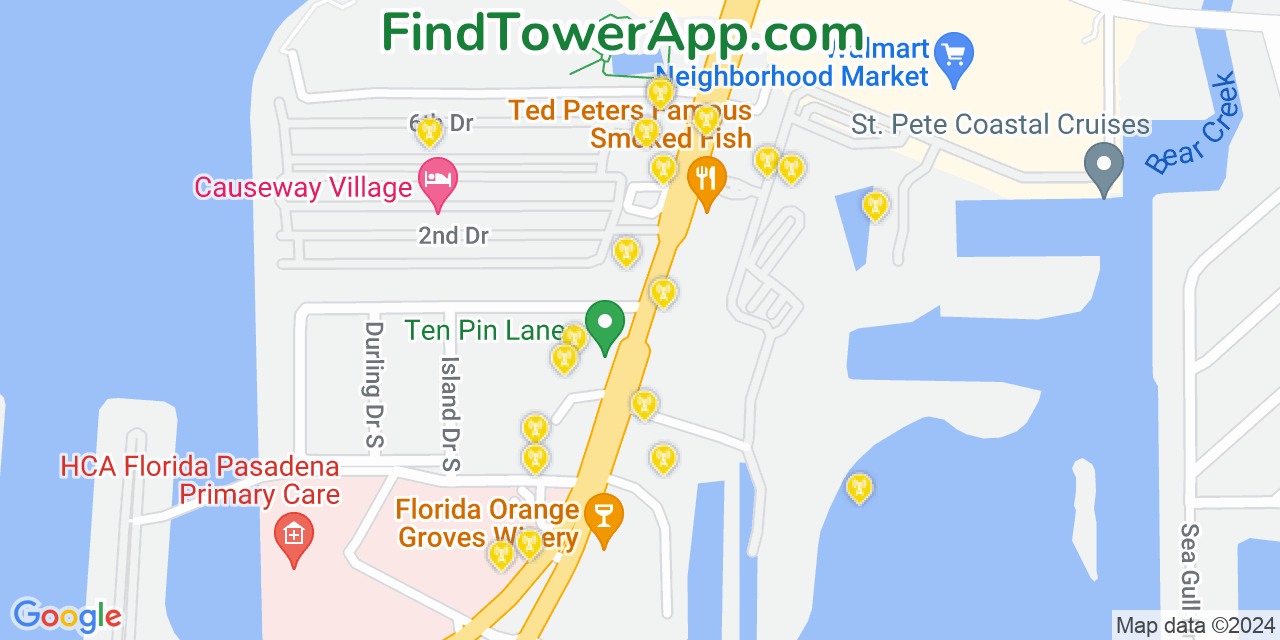 T-Mobile 4G/5G cell tower coverage map South Pasadena, Florida