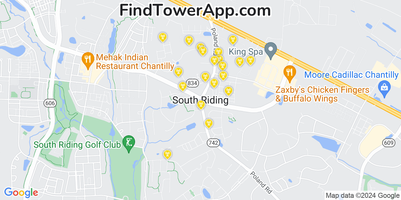 AT&T 4G/5G cell tower coverage map South Riding, Virginia
