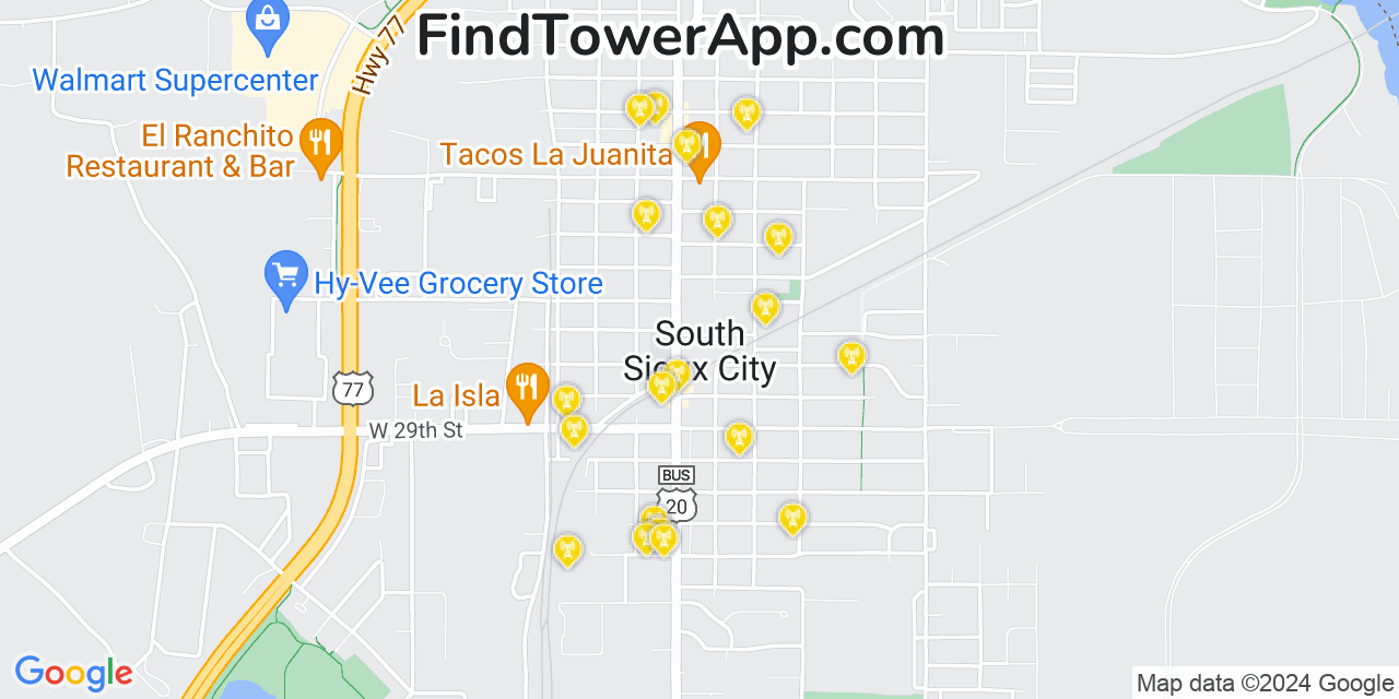 AT&T 4G/5G cell tower coverage map South Sioux City, Nebraska