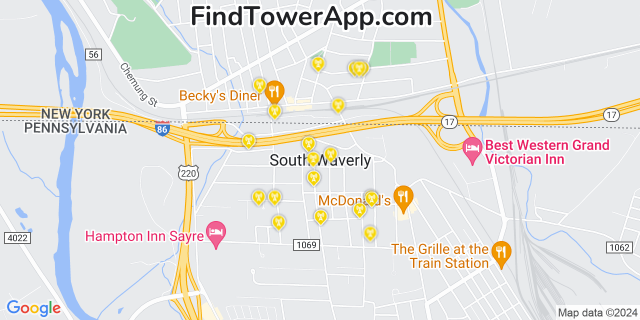 T-Mobile 4G/5G cell tower coverage map South Waverly, Pennsylvania