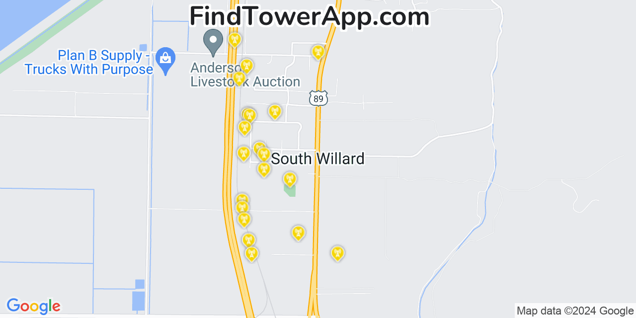 AT&T 4G/5G cell tower coverage map South Willard, Utah