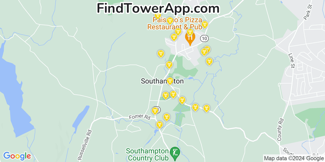 AT&T 4G/5G cell tower coverage map Southampton, Massachusetts
