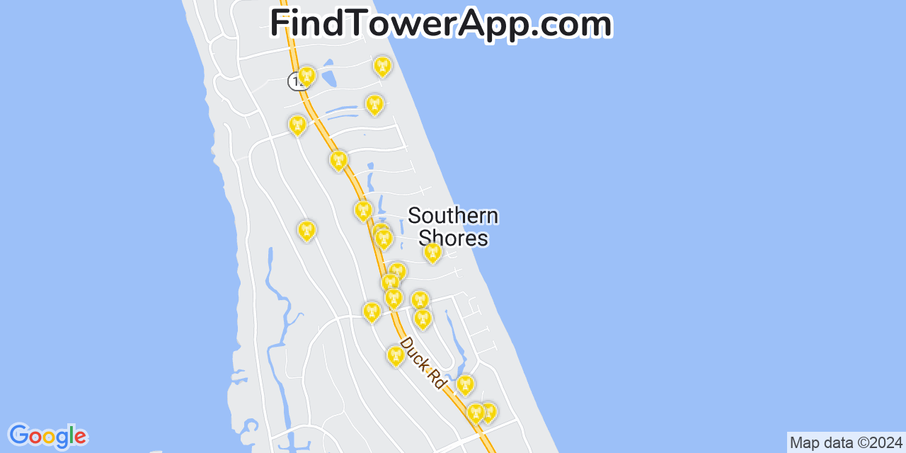 T-Mobile 4G/5G cell tower coverage map Southern Shores, North Carolina
