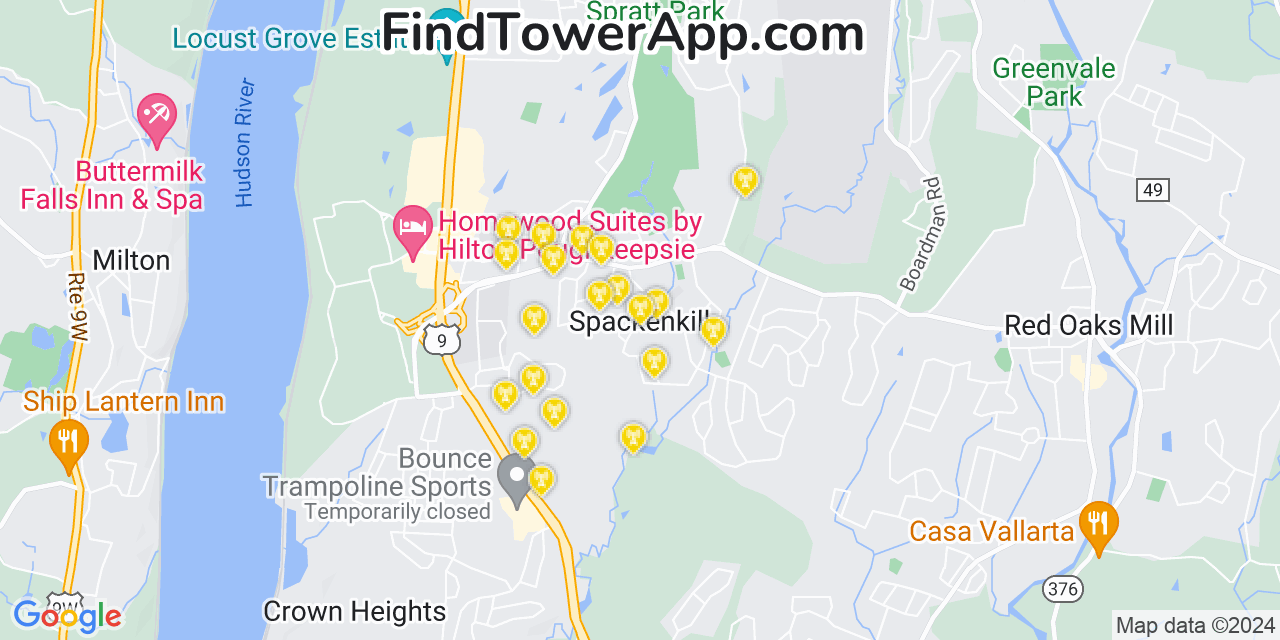 AT&T 4G/5G cell tower coverage map Spackenkill, New York