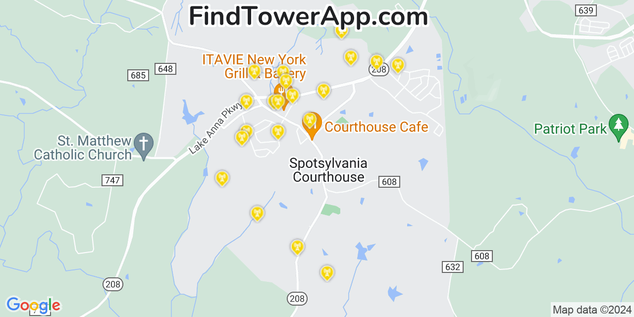 T-Mobile 4G/5G cell tower coverage map Spotsylvania, Virginia
