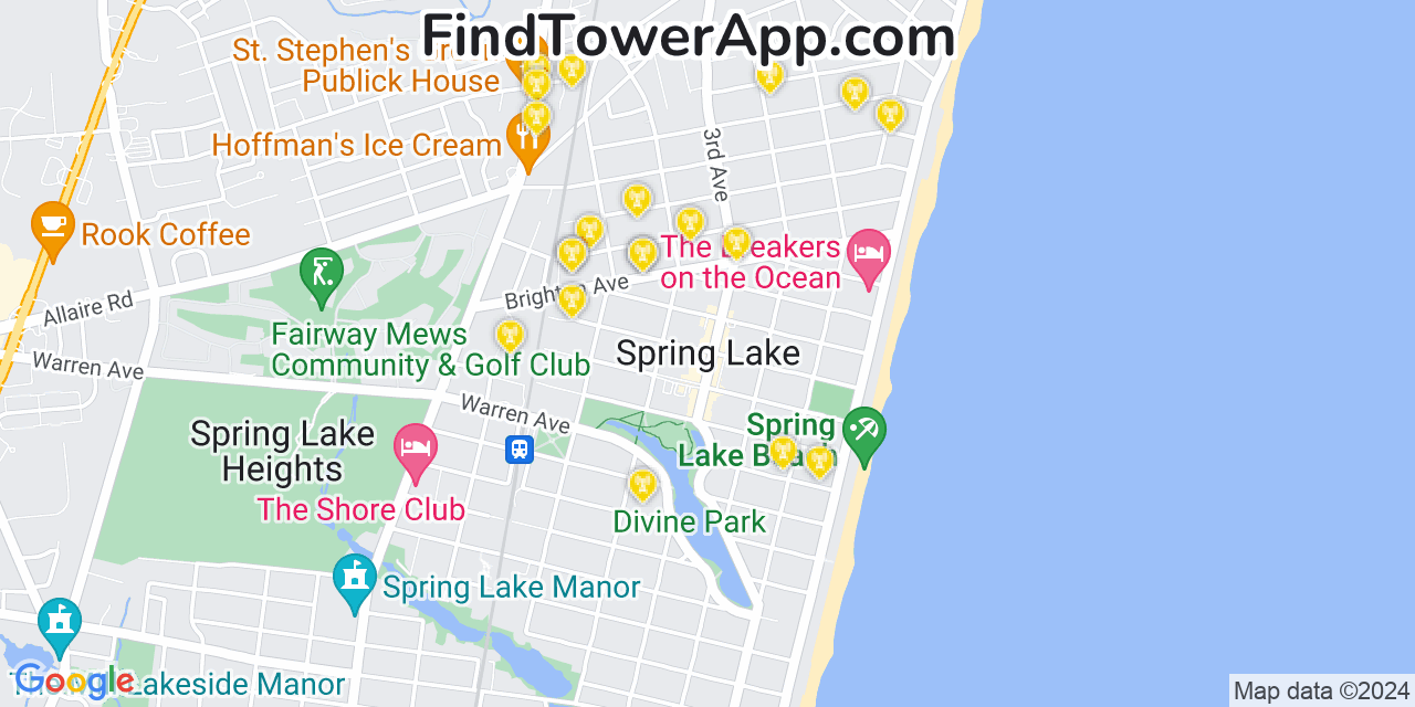 T-Mobile 4G/5G cell tower coverage map Spring Lake, New Jersey
