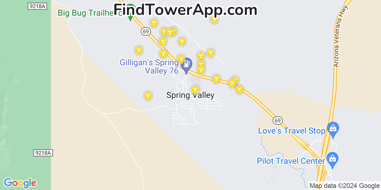 T-Mobile 4G/5G cell tower coverage map Spring Valley, Arizona