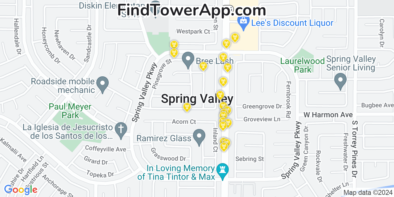 AT&T 4G/5G cell tower coverage map Spring Valley, Nevada