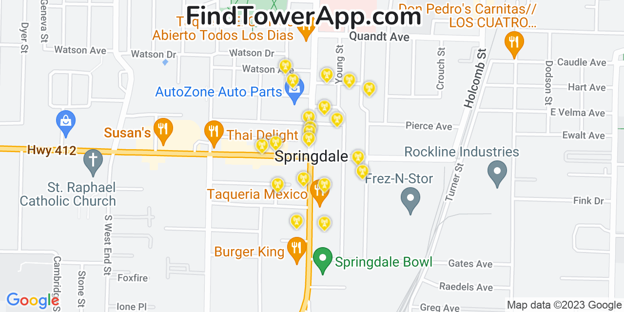 T-Mobile 4G/5G cell tower coverage map Springdale, Arkansas