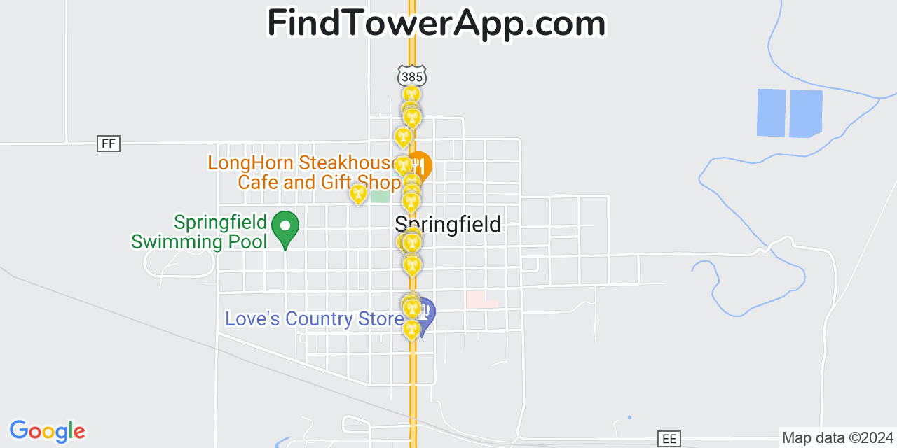 Verizon 4G/5G cell tower coverage map Springfield, Colorado