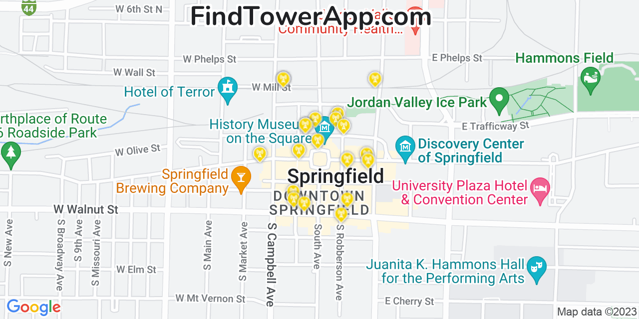 AT&T 4G/5G cell tower coverage map Springfield, Missouri