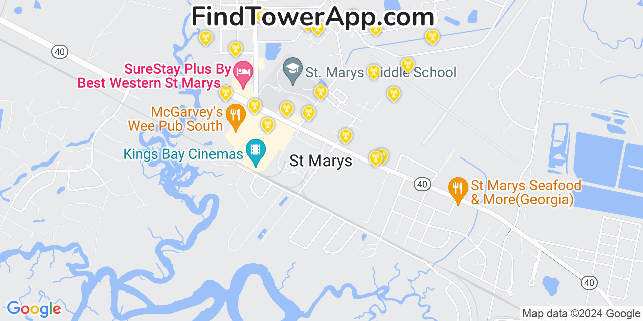 T-Mobile 4G/5G cell tower coverage map St Marys, Georgia