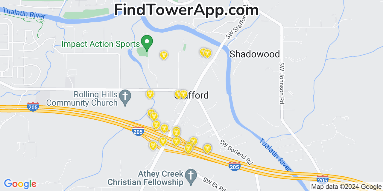T-Mobile 4G/5G cell tower coverage map Stafford, Oregon
