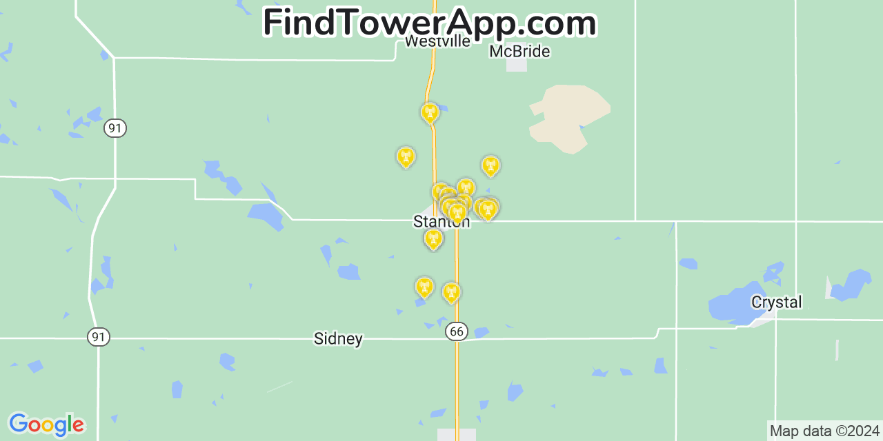 AT&T 4G/5G cell tower coverage map Stanton, Michigan