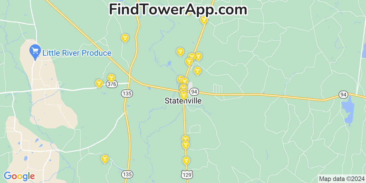 AT&T 4G/5G cell tower coverage map Statenville, Georgia
