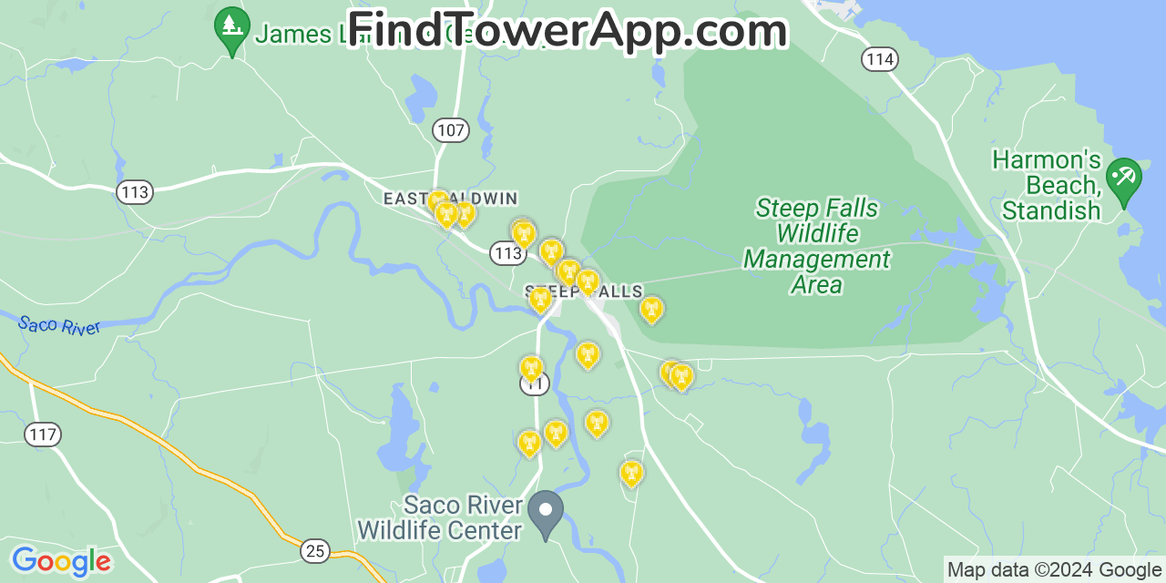 T-Mobile 4G/5G cell tower coverage map Steep Falls, Maine