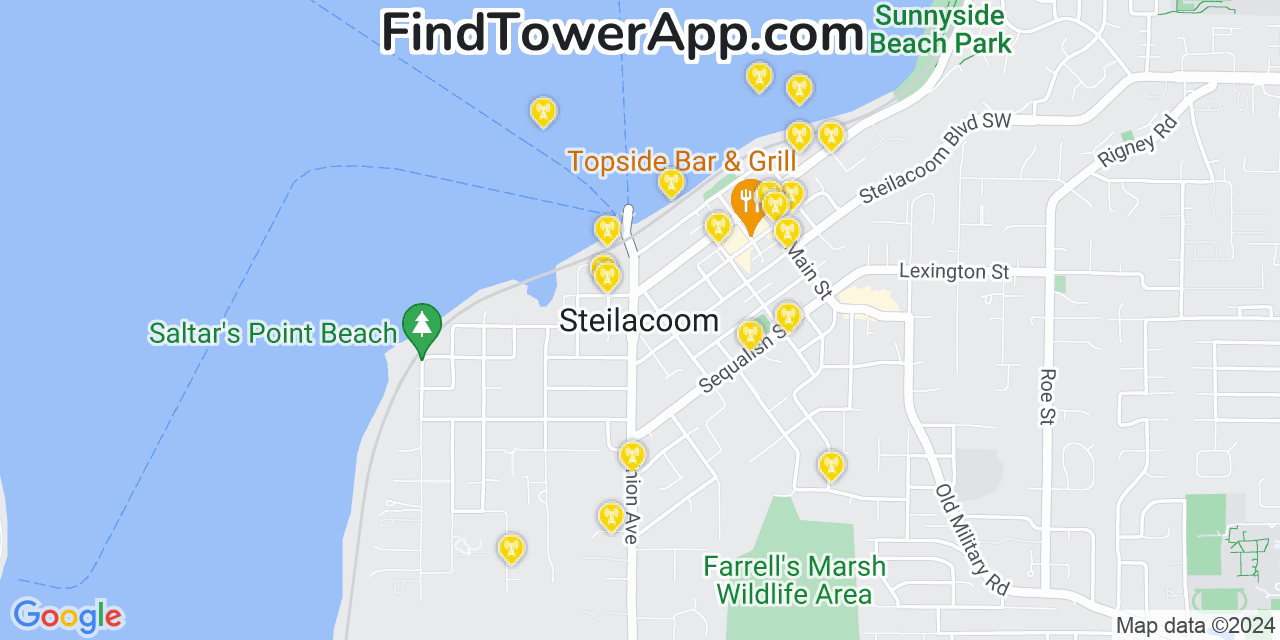 AT&T 4G/5G cell tower coverage map Steilacoom, Washington