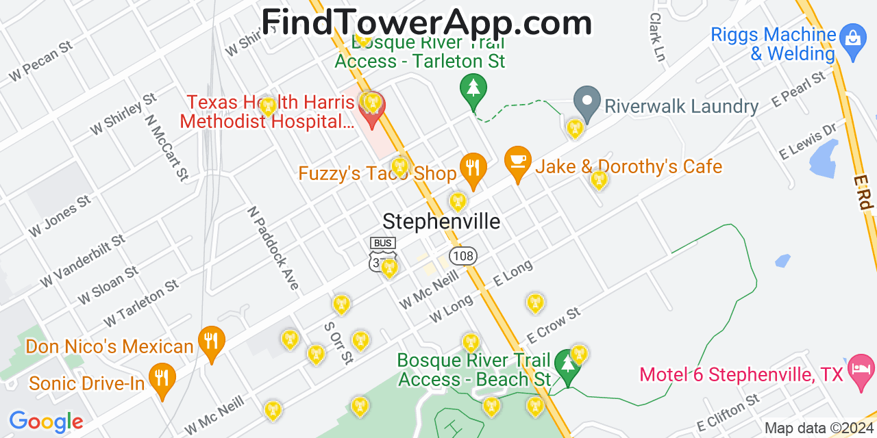 T-Mobile 4G/5G cell tower coverage map Stephenville, Texas