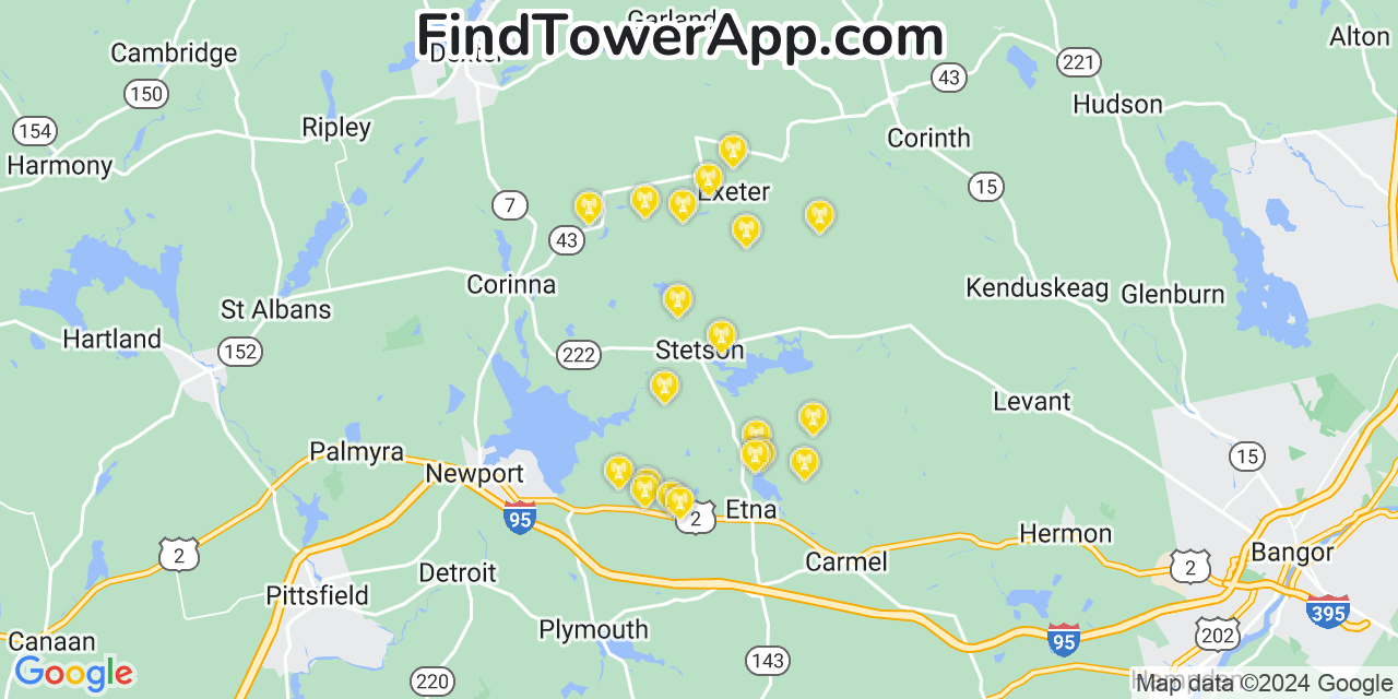 T-Mobile 4G/5G cell tower coverage map Stetson, Maine