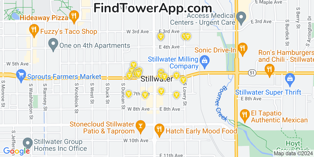 AT&T 4G/5G cell tower coverage map Stillwater, Oklahoma
