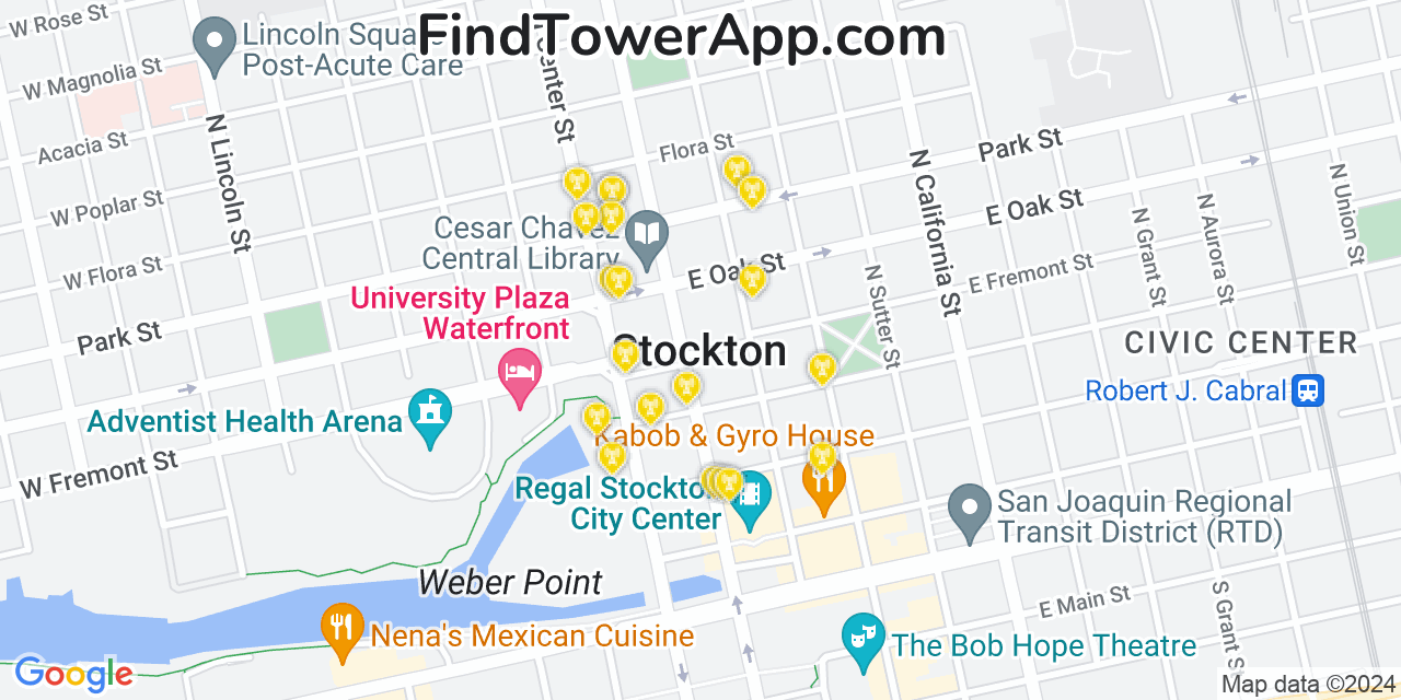 T-Mobile 4G/5G cell tower coverage map Stockton, California